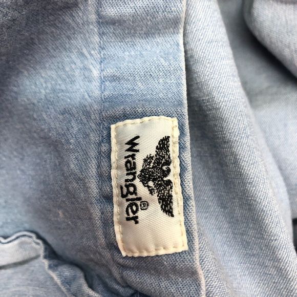 Wrangler Men Flex For Comfort Button Blue Denim Shirt Size Extra Large B219 -21 - Picture 9 of 14